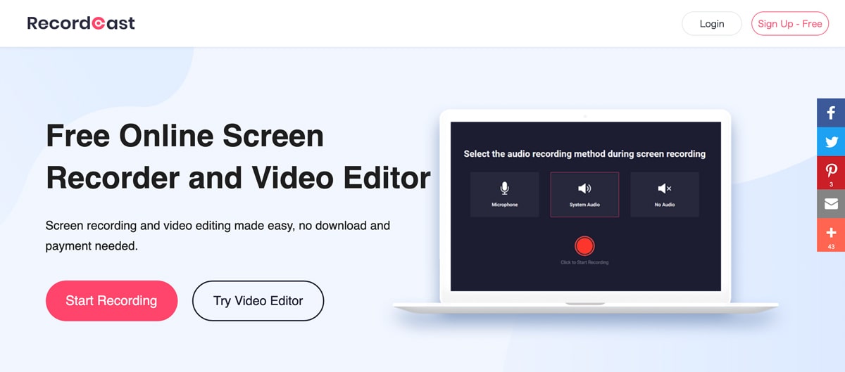 スクリーン画面録画&動画編集が無料。アプリも不要のRecordCast | MULTIPS